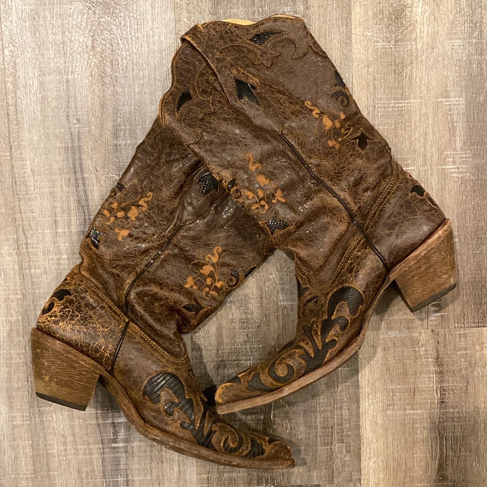 Well loved and worn Corral Vintage cowgirl boots.